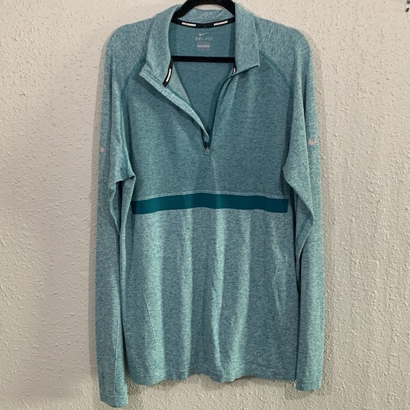 Nike Running DriFit Green 1/4 zip Long Sleeve Thumb Hole Shirt size XXL - Picture 1 of 12